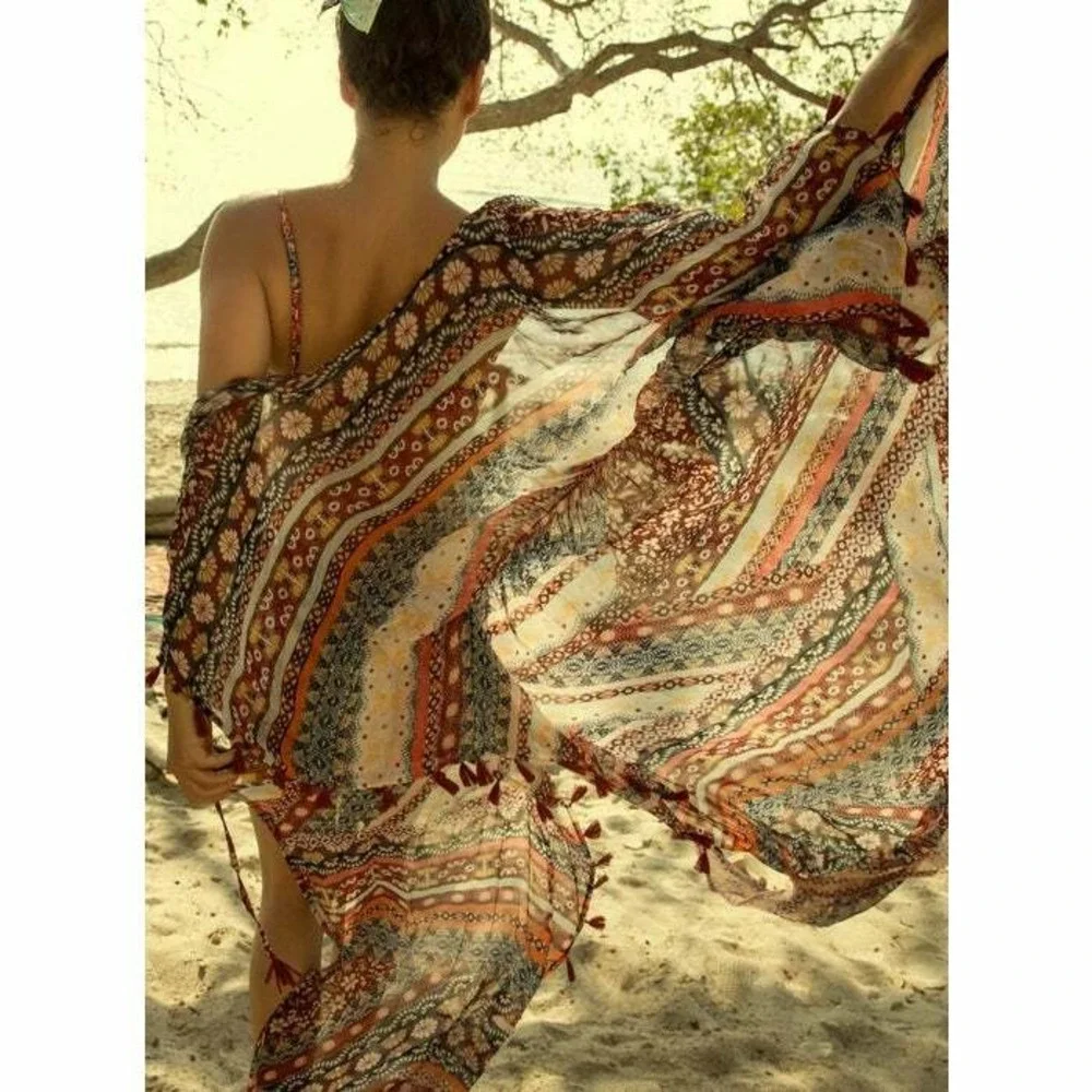 Agua Bendita Sienna Story Sam Maxi Tunic One Size Fits All Cover Up Kimono
